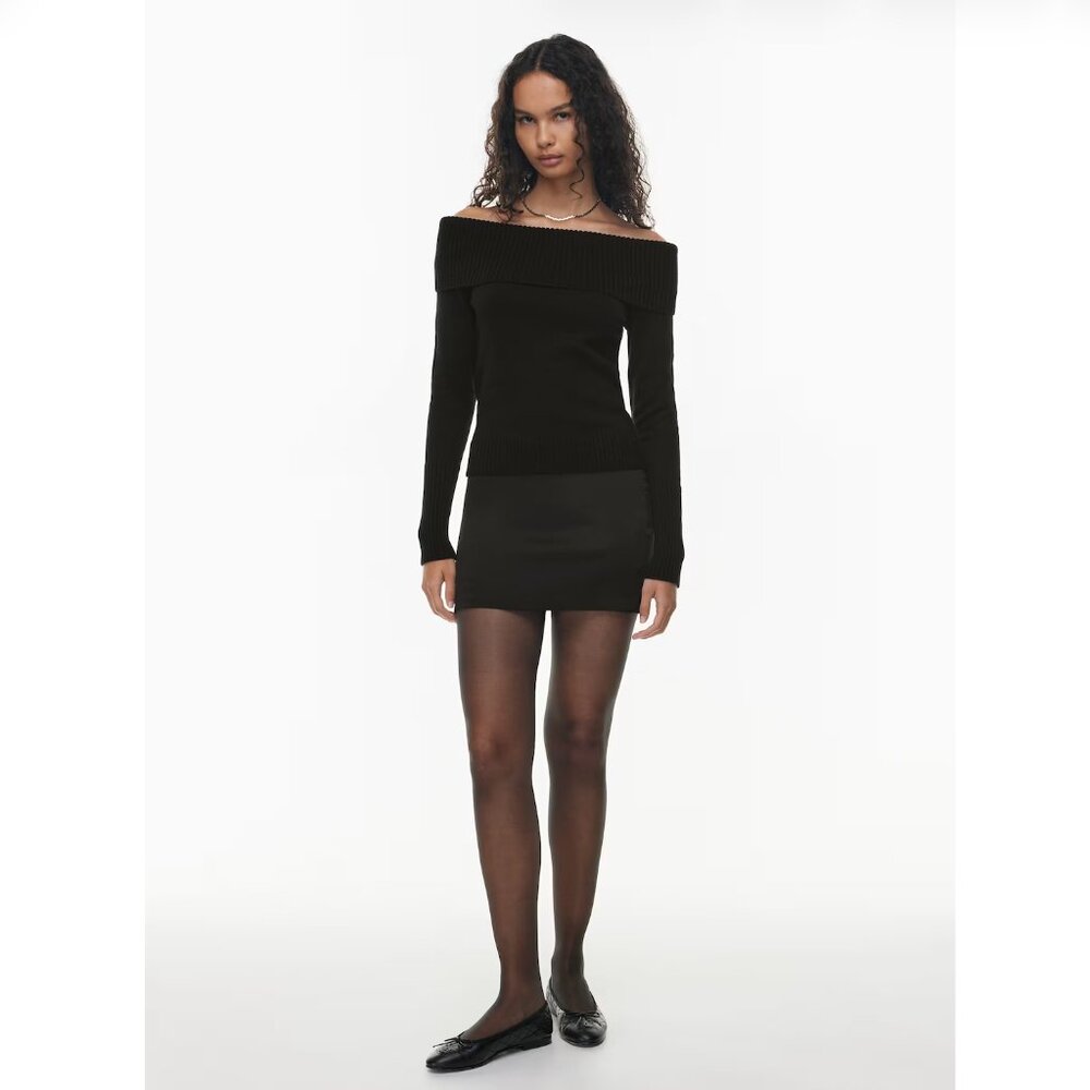 Aritzia, Rocco Satin Skirt - BLACK, Size 6 (Sunday Best)